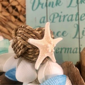NWT 6) Seagrass Bumpy aka Armored Starfish Napkin Ring Holders